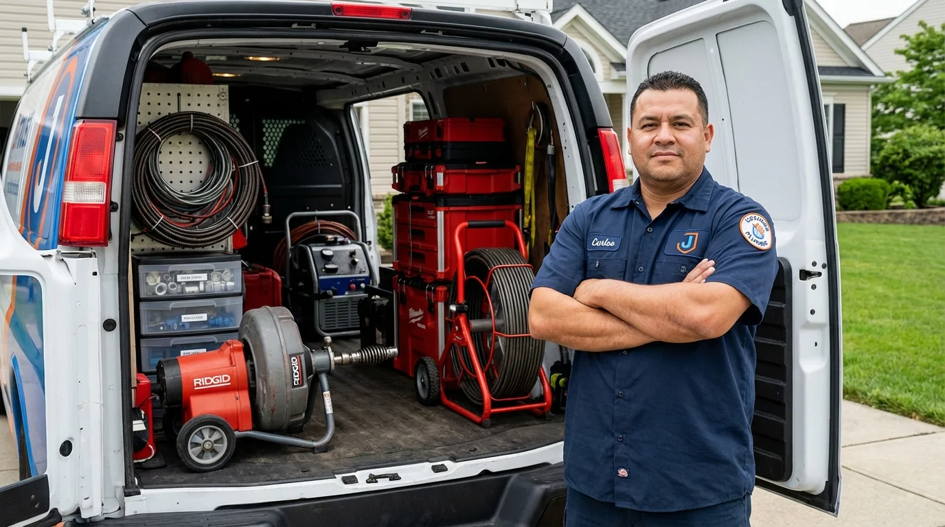 Professional drain cleaning equipment and Johns Plumbing LLC plumber in Lemont