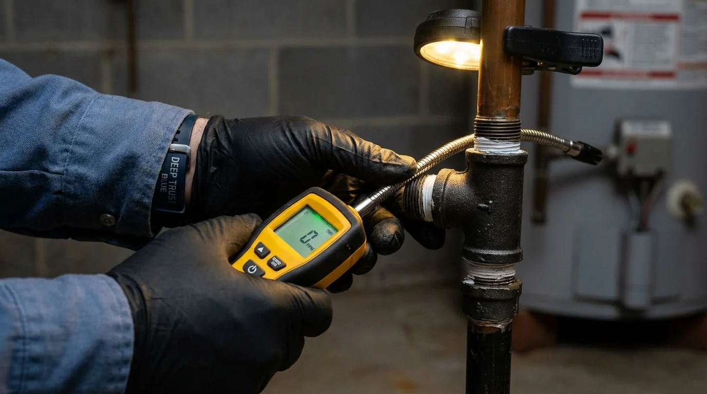 Gas leak detection with electronic sniffer by Johns Plumbing LLC in Lemont